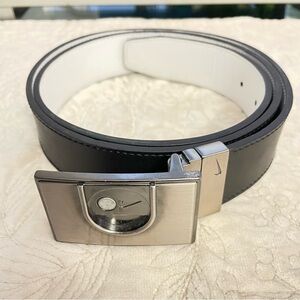 Nike Black and White Belt with Silver Buckle